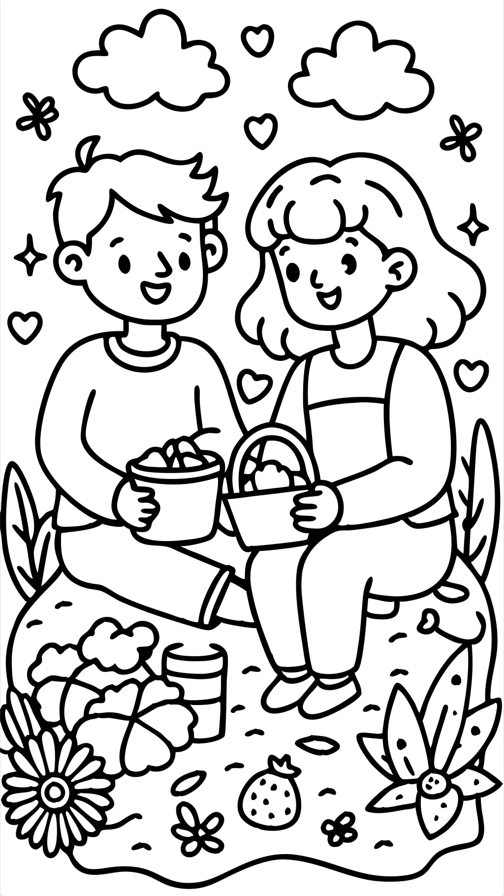 petit ami petite amie mignon couple coloriage